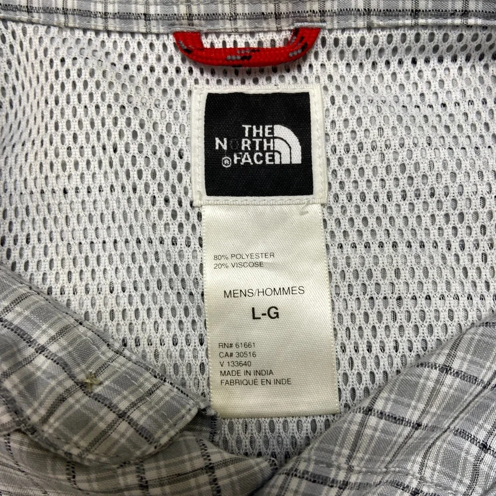 The North Face Shirt Mens Large Gray Check Mesh Lined Travel Outdoor Button Up